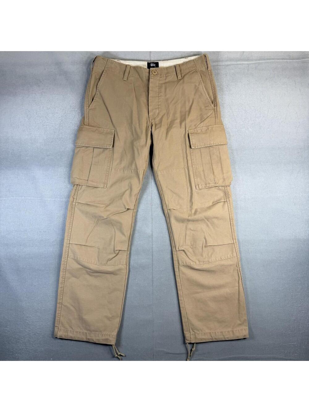 Stussy Cargo Pants Mens 32 Khaki Surplus Canvas Army Heavyweight Paratrooper